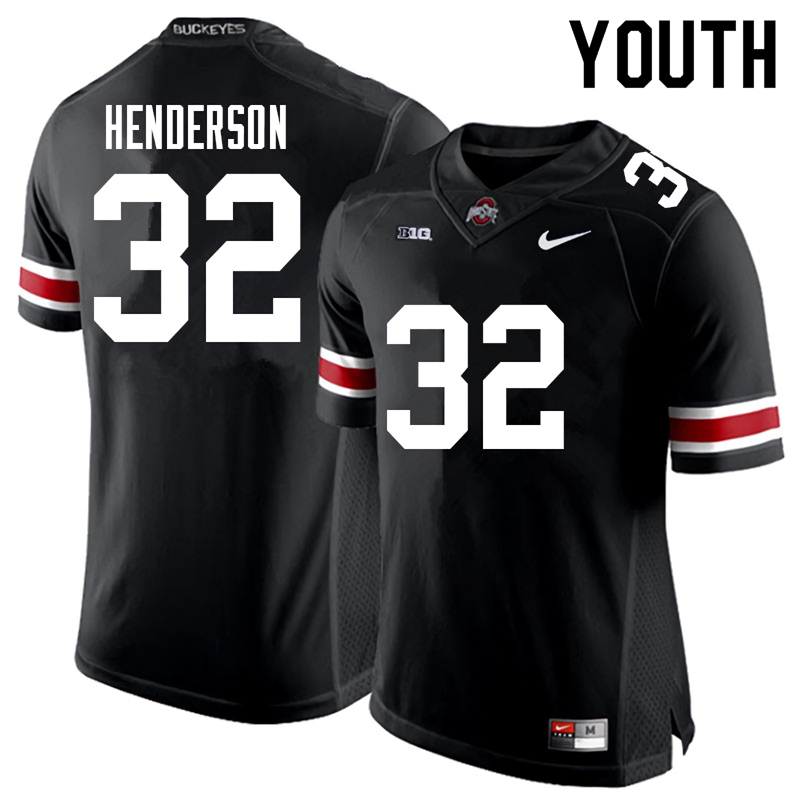 TreVeyon Henderson Ohio State Buckeyes Youth NCAA #32 Black White Number College Stitched Football Jersey NBL6256MZ